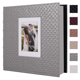 RECUTMS 30 DIY Photo Albums with Sticky Pages Button Grain Leather Cover 4x6 5x7 8x10 Photos of Any Size Wedding Photo Album Baby Picture Book Family Scrapbook Photo Album (Gray)