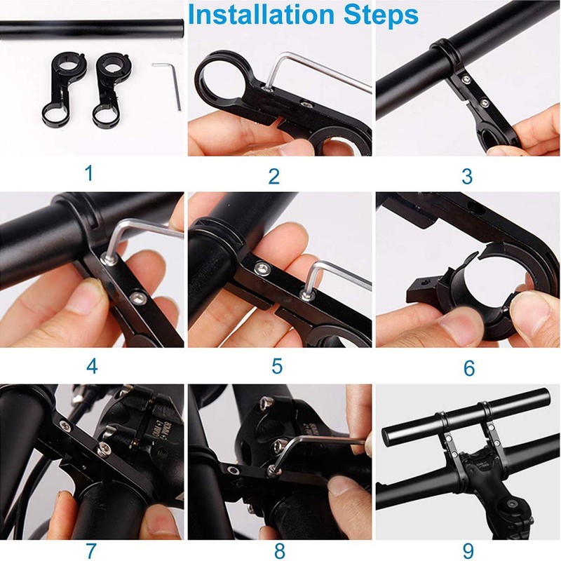 XNX Bike Bicycle Double Handlebar Extender Extension,20 cm Aluminum Alloy