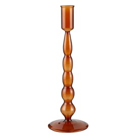 47th & Main Holder for Taper Candle Glass Candlestick Candleholder, Large, Amber