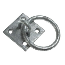Hardware Solutions - Ring on Plate - For Chain to Gate Or Fence Posts - Hook Loop Suspension Ceiling Hooks - Galvanised - M6 x 50mm