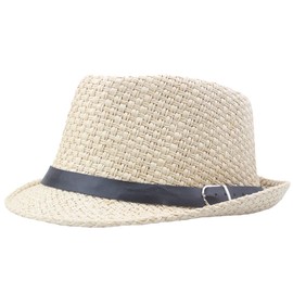 White Fang CZ895 Hat, Hat, Straw Hat, Leather Buckle, Fashionable, Casual, Men's, Women's, beige, Free size