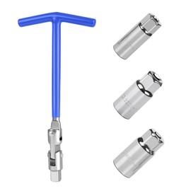 MQWDGJ Universal Spark Plug Wrench, 16 mm/18 mm/21 mm Spark Plug Wrench Set, Spark Plug Remover Tool, T-Bar Socket Wrench for Car and Motorcycle Spark Plug Remover Tool (Blue)
