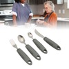 4pcs Adaptive Utensils Knife Fork Spoons Weighted Wide Handles Grey