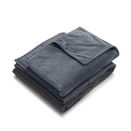YnM Minky Duvet Cover for Weighted Blankets (Dark Grey, 60''x80'')