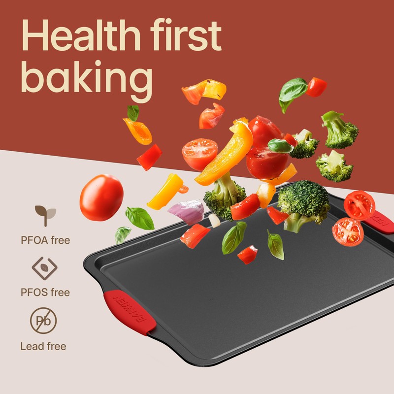 BAKKENMASTER 18-Piece Kitchen Oven Baking Set: Nonstick Gray Marble Coating,