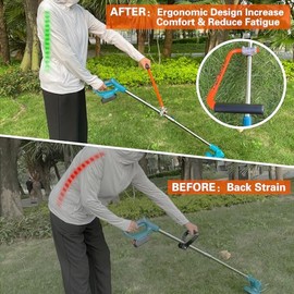 NeJesZoe Mango ergonómico para recortadora de malas hierbas, mango de extensión para recortadora de hierbas, mango de recortadora de césped con abrazadera de soporte para recortadora de cuerdas, cuidado del césped, paisajismo (naranja negro)