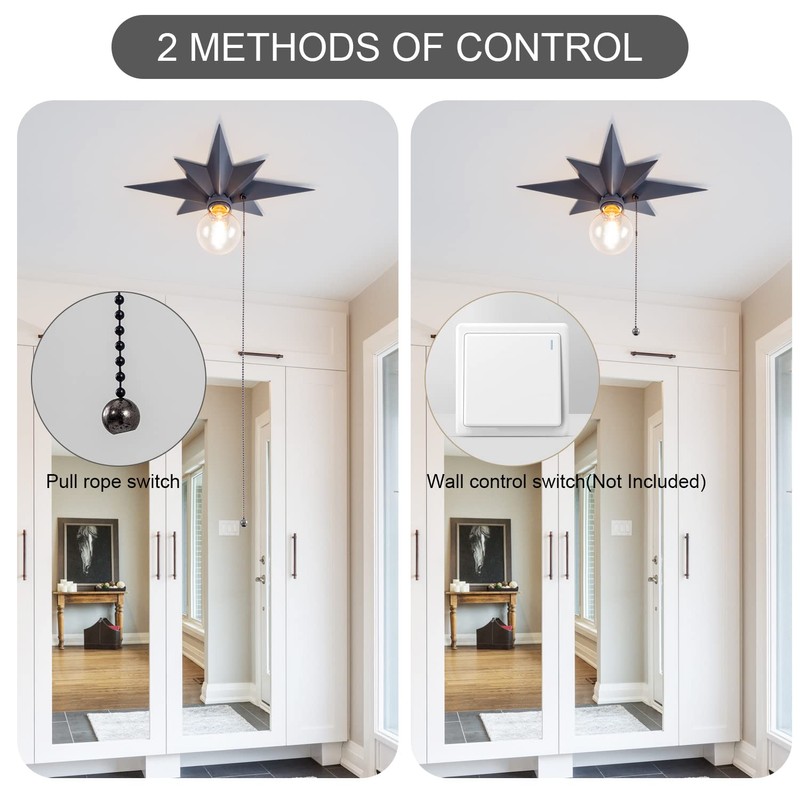 VILUXY Flush Mount Ceiling Light, Black Star Light Fixtures Ceiling