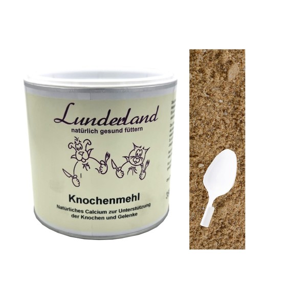 Lunderland Bone Meal 350 g with Dosing Spoon, Natural Calcium