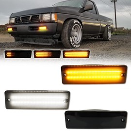 GTINTHEBOX - Parachoques delantero LED ámbar intermitente blanco DRL lámparas para Nissan Hardbody PickUp 1988, 1989, 1990, 1991, 1992, 1993, 1994, 1995, 1996, 1997 y Nissan Pathfinder 1988 1989 1990 1991 1992 1993 1994 1995