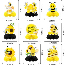 Bee Bumble Honeycomb Table Centerpieces for Party Decorations, Happy Bee Day Centerpieces for Classroom, Home Birthday Party Baby Shower What Will It Bee Gender Reveal Party Decor Supplies