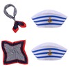 GWAWG 4-Piece Striped Sailor Hat and Scarf Set, Captain Sailor Costume Set, Nautical Sailor Set, Yacht Captain Hat, Maritime 3-Piece Set for Men and Women, Costume Accessories