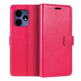 Shantime Leather Case Compatible with Boost Celero 3+ 2024, Business Design Magnetic Flip Cover with 3 Card Slots, Photo Frame, and Hidden Wallet(Rose Red)