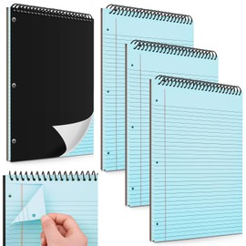 MotiMind 3 Packs 8.5 x 11 in Top Bound Spiral Notebook 3 Hole Punched Legal Pads with Lined Page, 50 Sheets Per Pad, Hard Cardboard Paper College Ruled Notepad for Office School (Blue)