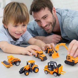 YongnKids Construction Vehicles, Toys, Excavator, Toy, Mini Car, Bulldozer, Working Car, Toy, Construction Site, Toy, Construction Site, Work Car, Toy, Sand Play, Set of 6 Cars, Alloy, Gift, Christmas (Construction Car)