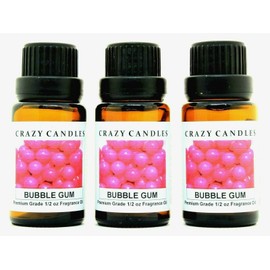 Crazy Candles Bubble Gum 3 Bottles 1/2 FL Oz Each (15ml) Premium Grade Scented Fragrance Oil