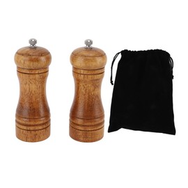 2PCS Wood Pepper Grinder Adjustable Coarseness Efficient Grinding Pepper Mills Shakers for Kitchen Supplies Dark Wood Color