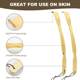 YIMICOO 3 Pack Wooden Back Scratcher, 17 Inch Curved Long Handle Bamboo Back Scratchers Ideal Gifts for Adults Men Women, with Beautiful Gift Packaging