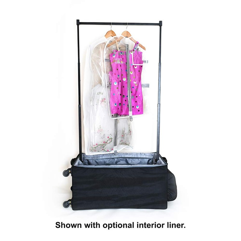 Closet Trolley Collapsible Rolling Dance Bag w/No-Lean Garment Rack -