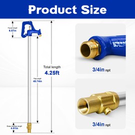 4.25FT Frost Proof Yard Hydrant,Freezeless Frost Free Outdoor Water Hydrant,3/4" Pipe Connection,Total Length 4.25ft,24’’Bury Depth,for Yard, Garden, Pasture Irrigation,Reliable Water Supply