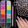 1800pcs 3mm Jelly AB Flatback Nail Art Rhinestones, Resin 3D