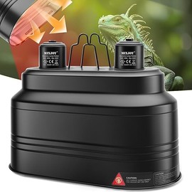 MIXJOY Dual Reptile Light Fixture, Max 160W Heat Lamp with Separate Switches, Fits Light/Heat/UVB for Lizards, Turtles, Snakes, Amphibians