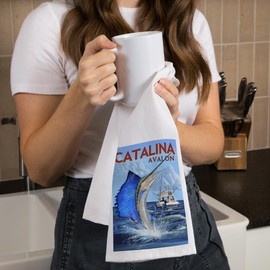 Lantern Press Catalina Island, California, Avalon, Sailfish (100% Cotton Tea Towel, Decorative Hand Towel, Kitchen and Home)