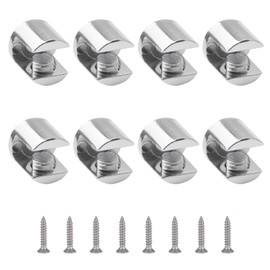UFURMATE Glass Shelf Bracket, 8Pcs Wall Mounted Adjustable Glass Shelf Clamp Clips Polished Chrome Zinc Alloy Glass Clamp Brackets Supports Mounting Brace for 6-10mm Thick Glass