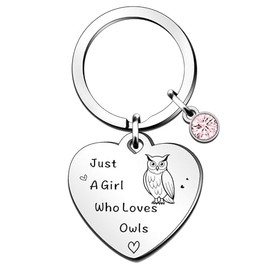 QMVMV Funny Owl Keyring Gifts Animal Lover Gift Just A Girl Who Loves Owls Owl Lover Gift For Women Girls, Who Loves Owls Keyring