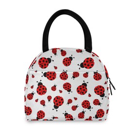 Lunch Bag Insulated Lunchbox Handbag Tote Bags Cute Red Ladybug Reusable Cooler Containers Organizer School Outdoor for Women Men Girls Boys Kids