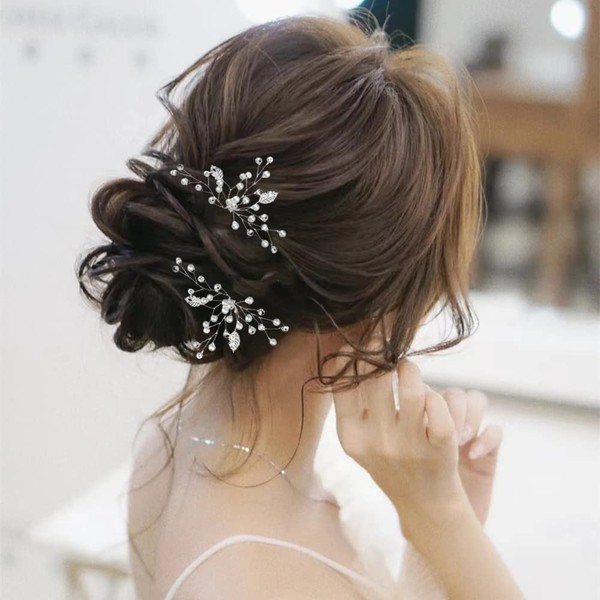 ISLHJDD 8 Pieces Flower Hair Clip Bridal Wedding Crystal Hair Accessories for Bride Bridesmaid Girl