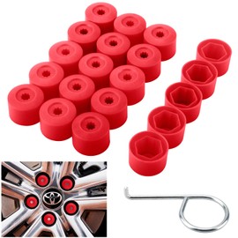 20Pcs Car Wheel Lug Nut Covers,17mm Tire Bolt Caps with Removal Tool,Lug Nut Cover Compatible with VW Jetta Beetle Passat Golf GTI CC,Replaces for 1K0 601 173,6X0 012 243 (Red)