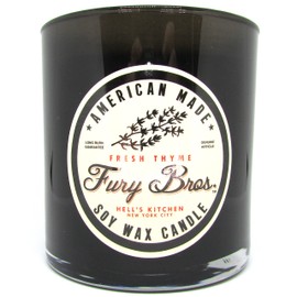 Fury Bros. Black Series Scented Candles | Fresh Thyme | All-Natural Soy Wax | Hand-Poured in USA | Long 60-70 Hour Burn (9 oz) | Black Glass | Non-Toxic Vegan Friendly | Luxury Classic Vintage