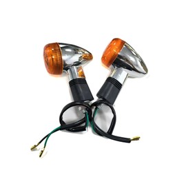 VRWEARE Universal 2pcs Motorcycle Turn Signals Chrome Bullet Front Rear Lights Compatible with Harley Honda Suzuki Yamaha Kawasaki Motorcycle Cruiser Bobber Chopper
