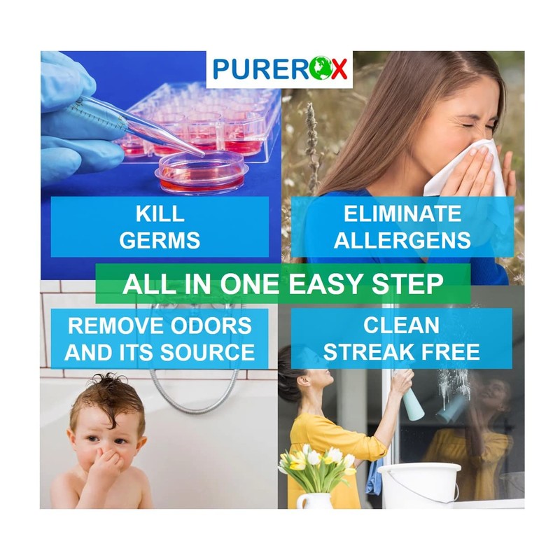 PUREROX disinfectant (3.4oz, 2pk) TSA Approved travel size. Eliminate 99.9999%