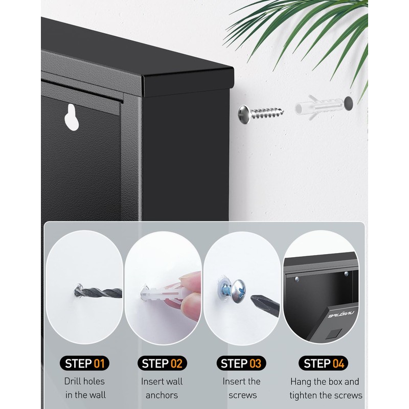 Uniclife Wall Mount Mailbox, Mailboxes for Outside, Large Modern Mail