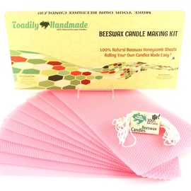 Make Your Own Beeswax Candle Kit - Includes 10 Full Size 100% Beeswax Honeycomb Sheets in Pink and Approx. 6 Yards (18 Feet) of Cotton Wick. Each Beeswax Sheet Measures Approx. 8" x 16 1/4".