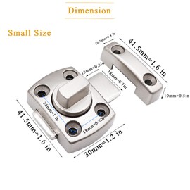 Generic 2 Packs Rotate Bolt Latch Gate Latches Safety Door Lock Double Sided Gate Hardware Door Lock Latch for Cabinet Garages (Silver, Small Size)