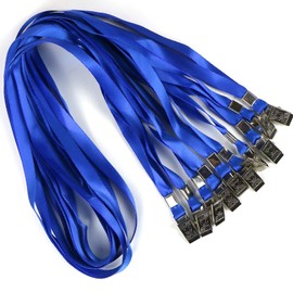 Bird Fiy Black Lanyards 100 Pack 34" Premium Lanyard Bulldog Clips Bulk Nylon Flat Lanyard with Badge Clip, Blue, 100 Pack