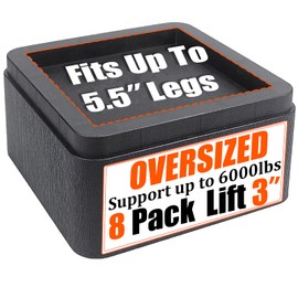 Oversized Bed Risers, 3 inch Lift, 8 Pack Heavy Duty Couch Risers, Adjustable 3/6/9 inch, 6000 lbs Bed Frame Furniture Riser for College Dorm Rooms, Sofa, Tables, Desks