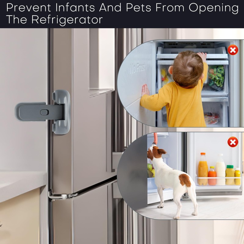 Child Proof Fridge Lock with Adhesive, 1" Refrigerator Freezer Door