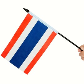 Thailand Table Flag Set - 8'' x 5.5'', Office Decoration with Black Plastic Stick and Base
