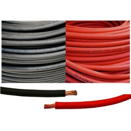 WINDYNATION 6 Gauge 6 AWG 25 Feet Black + 25 Feet Red Welding Battery Pure Copper Flexible Cable Wire - Car, Inverter, RV, Solar