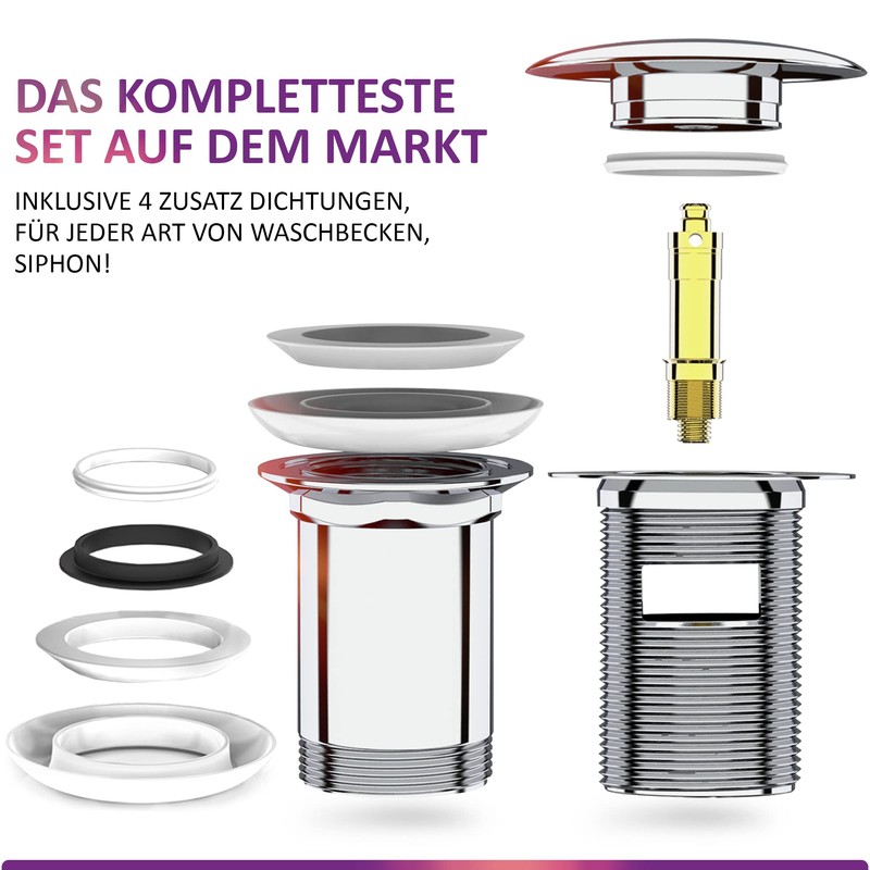 M. ROSENFELD HOME Pop-Up Drain Fitting with Overflow + Universal