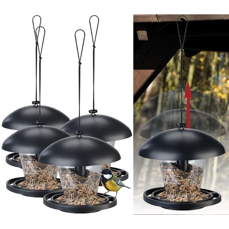 Royal Gardineer Bird Feeder Silo: Set of 4 Weatherproof Hanging
