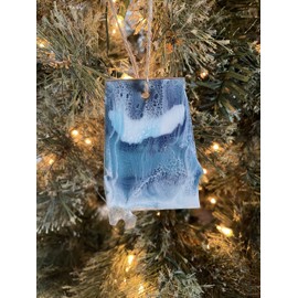 Alabama Christmas Ornament, Handmade Resin Art is One Of A Kind, Holiday Decor Christmas Ornament With Real California Sand