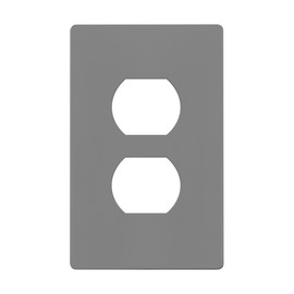 ENERLITES Screwless Duplex Wall Plate, Child Safe Receptacle Outlet Cover, Standard Size, 1-Gang 4.68" x 2.93", Unbreakable Polycarbonate Thermoplastic, UL Listed, SI8821-GY, Glossy, Gray