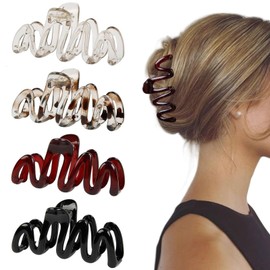Kinretixia 4 Stück Haarklammern für Damen, gewellte Haarklammern für dickes Haar, rutschfeste Haarklammer, Kralle für Damen-Haar-Accessoires