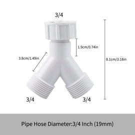 Tabanzhe 1 Pack Plastic Appliance Inlet Hose Y-Piece Splitter Connector, 3/4 inch Y Shape Splits 1 to 2 Pipe Connector for Washing Machine Dish Washer, White