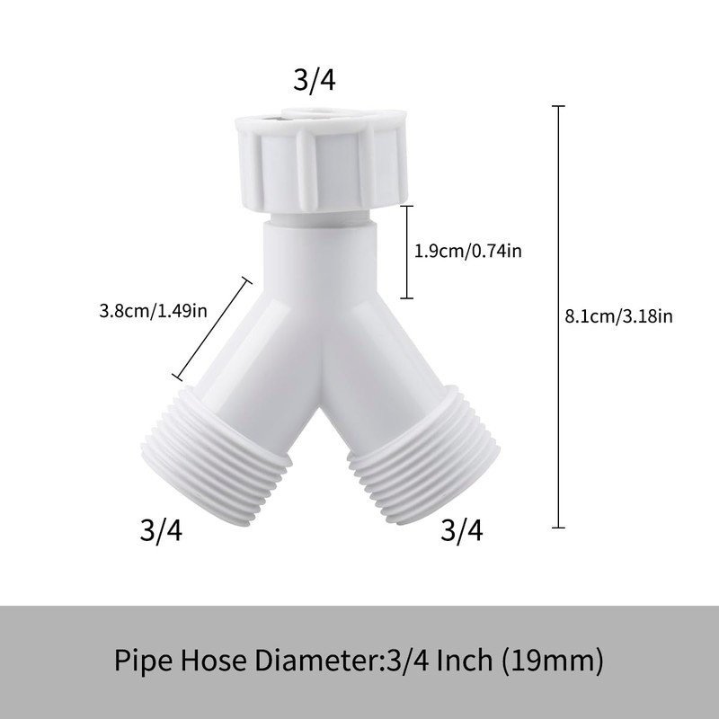 Tabanzhe 1 Pack Plastic Appliance Inlet Hose Y-Piece Splitter Connector,
