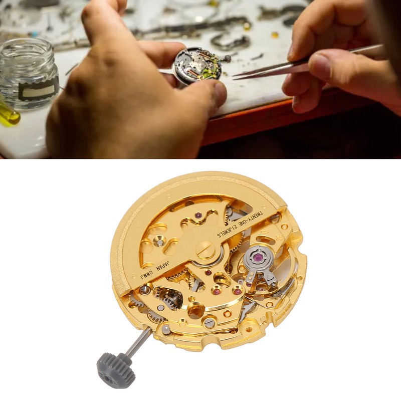 8N24 Watch Movement Golden Alloy Automatic Hollow Out Watch Replacement